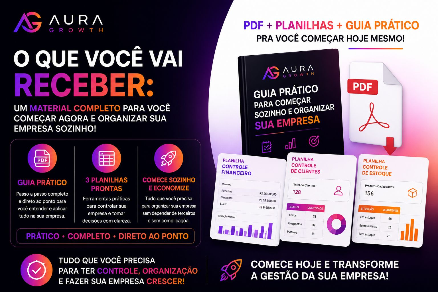 Guia prático + 3 planilhas prontas — o que você vai receber